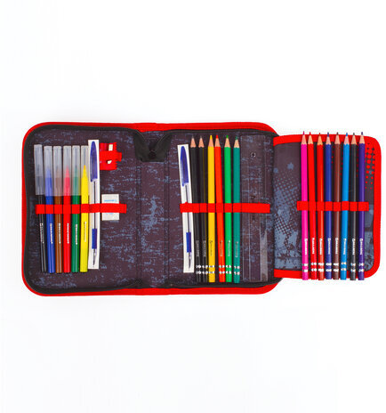 Пенал BRAUBERG с наполнением, 1 отделение, 1 откидная планка, 24 предмета, 21х14 см, "Yellow car", 229292