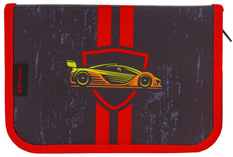 Пенал BRAUBERG с наполнением, 1 отделение, 1 откидная планка, 24 предмета, 21х14 см, "Yellow car", 229292