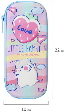 Пенал BRAUBERG, 1 отделение, 1 откидная планка, EVA 3D, 22х10х5 см, "Humster", 270702