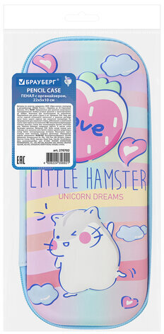 Пенал BRAUBERG, 1 отделение, 1 откидная планка, EVA 3D, 22х10х5 см, "Humster", 270702