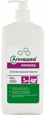 Антисептик для рук и поверхностей спиртовой (73%) с дозатором, 1 л, АЛМАДЕЗ-ЛИКВИД, дезинфицирующий, жидкость, АЛЛ-531