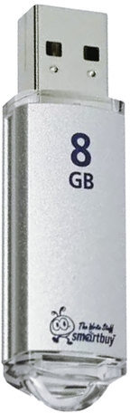 Флеш-диск 8 GB, SMARTBUY V-Cut, USB 2.0, металлический корпус, серебристый, SB8GBVC-S