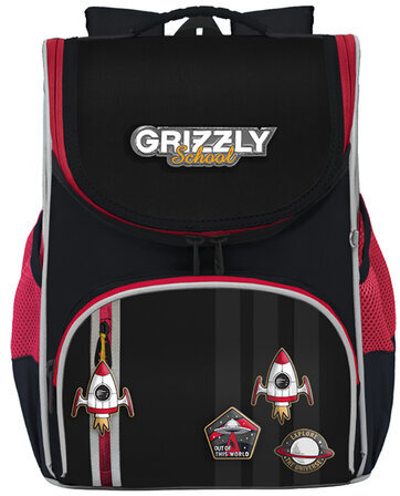 Ранец GRIZZLY анатомическая спинка, с мешком для обуви, для мальчиков, "ASTRONAUT", 33х25х13 см, RAm-385-6/1