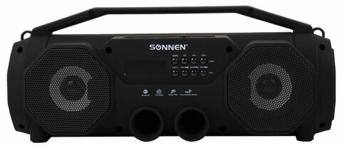 Колонка портативная с подсветкой SONNEN B306, 12 Вт, Bluetooth, FM-тюнер, microSD, MP3-плеер, черная, 513479