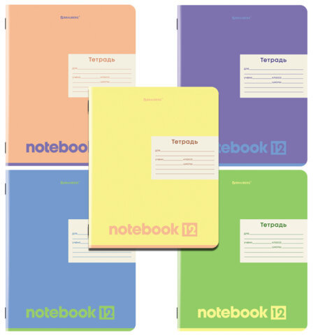 Тетрадь 12 л. BRAUBERG линия, обложка картон, МОНОХРОМ, 107283