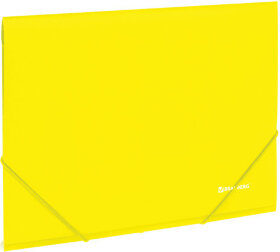 Папка на резинках BRAUBERG &quot;Neon&quot;, неоновая, желтая, до 300 листов, 0,5 мм, 227461