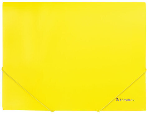 Папка на резинках BRAUBERG "Neon", неоновая, желтая, до 300 листов, 0,5 мм, 227461