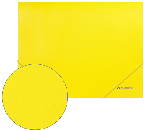 Папка на резинках BRAUBERG "Neon", неоновая, желтая, до 300 листов, 0,5 мм, 227461