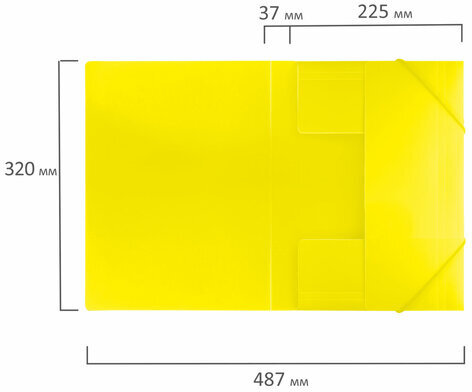 Папка на резинках BRAUBERG "Neon", неоновая, желтая, до 300 листов, 0,5 мм, 227461