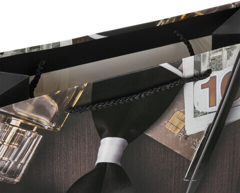 Пакет подарочный 26,5x12,7x33 см ЗОЛОТАЯ СКАЗКА "Businessman", выборочный лак, 608245