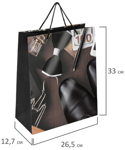 Пакет подарочный 26,5x12,7x33 см ЗОЛОТАЯ СКАЗКА "Businessman", выборочный лак, 608245