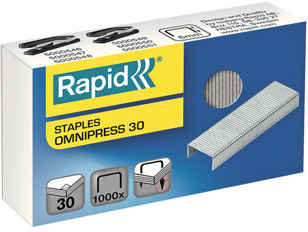 Скобы для степлера RAPID "Omnipress 30" №24/6, 1000 штук, до 30 листов, 5000559