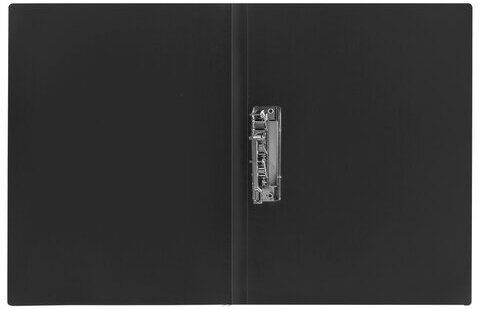 Папка с боковым металлическим прижимом STAFF, черная, до 100 листов, 0,5 мм, 229233