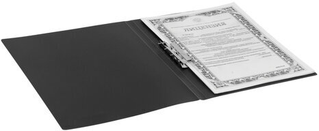 Папка с боковым металлическим прижимом STAFF, черная, до 100 листов, 0,5 мм, 229233