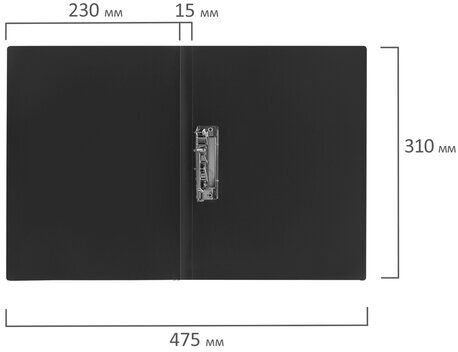 Папка с боковым металлическим прижимом STAFF, черная, до 100 листов, 0,5 мм, 229233