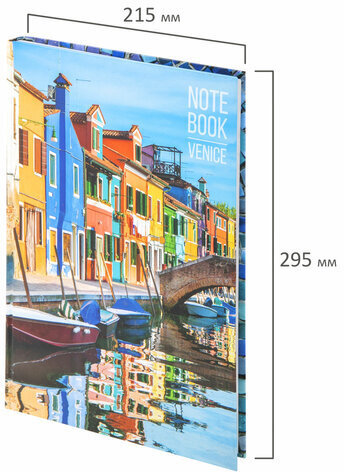 Блокнот БОЛЬШОЙ ФОРМАТ (215х295 мм) А4, 80 л., твердый, клетка, STAFF, "Венеция", 111597