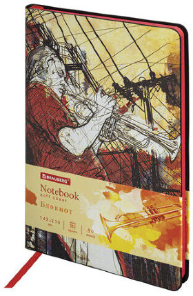 Блокнот А5 (143x210 мм), BRAUBERG VISTA &quot;Jazz&quot;, под кожу, гибкий, 80 л., 112089