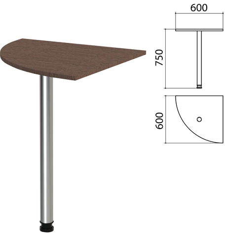 Стол приставной угловой "Канц", 600х600х750 мм, цвет венге (КОМПЛЕКТ)