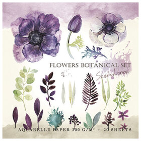 Скетчбук, акварельная белая бумага 300 г/м2, 200х200 мм, 20 л., гребень, SoftTouch, брайль, &quot;Nature&quot;, 97286