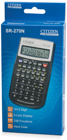 Калькулятор инженерный CITIZEN SR-270N (154х80 мм), 236 функций, 10+2 разряда, питание от батарейки, сертифицирован для ЕГЭ