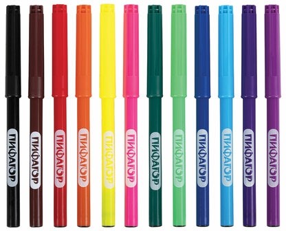 Фломастеры ПИФАГОР "ЕДИНОРОГ", 12 цветов, вентилируемый колпачок, 152448