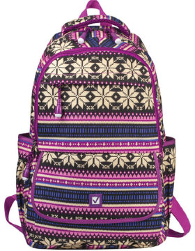 Рюкзак BRAUBERG CANVAS универсальный, 2 отделения, &quot;Фиолетовые узоры&quot;, канвас, 47х32х14 см, 227069