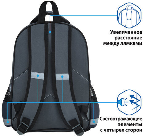 Рюкзак ПИФАГОР SCHOOL для начальной школы, "Samurai", 38x28х14 см, 270662