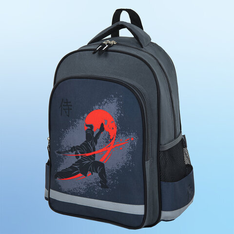 Рюкзак ПИФАГОР SCHOOL для начальной школы, "Samurai", 38x28х14 см, 270662