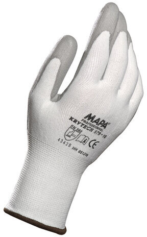 Перчатки текстильные MAPA KryTech 579, полиуретановое покрытие (облив), защита от порезов, размер 10 (XL), белые