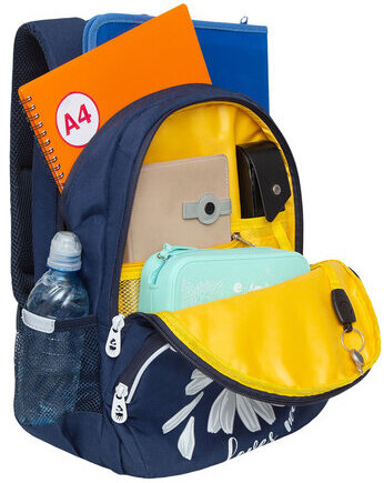 Рюкзак GRIZZLY школьный, анатомическая спинка, 2 отделения, для девочек, "CAMOMILE", 40х27х20 см, RG-260-2/1