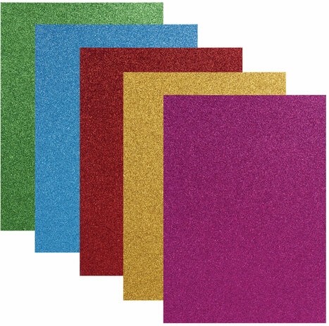 Цветная бумага, А4, офсетная САМОКЛЕЯЩАЯСЯ, 5 листов 5 цветов, "БЛЕСТКИ", 80 г/м2, ОСТРОВ СОКРОВИЩ, 210х297 мм, 129288