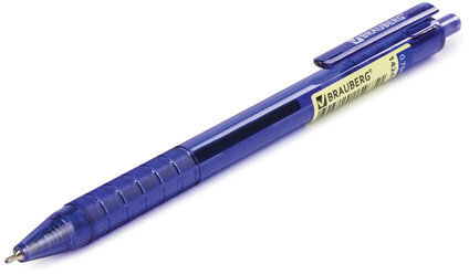 Ручка шариковая масляная автоматическая BRAUBERG "Tone", СИНЯЯ, корпус тонированный, узел 0,7 мм, линия письма 0,35 мм, 142414
