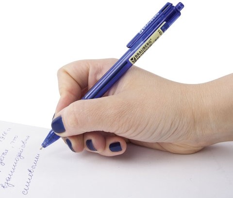 Ручка шариковая масляная автоматическая BRAUBERG "Tone", СИНЯЯ, корпус тонированный, узел 0,7 мм, линия письма 0,35 мм, 142414