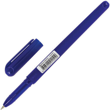 Ручка шариковая масляная BRAUBERG "Fine", СИНЯЯ, корпус синий, узел 0,7 мм, линия письма 0,35 мм, 142947