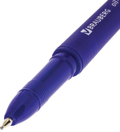 Ручка шариковая масляная BRAUBERG "Fine", СИНЯЯ, корпус синий, узел 0,7 мм, линия письма 0,35 мм, 142947