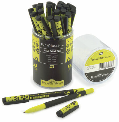 Ручка шариковая BRUNO VISCONTI "FunWrite", СИНЯЯ, "Черный кот", узел 0,5 мм, линия письма 0,3 мм, 20-0212/38