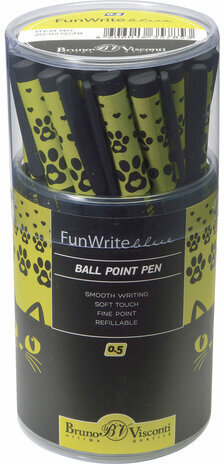 Ручка шариковая BRUNO VISCONTI "FunWrite", СИНЯЯ, "Черный кот", узел 0,5 мм, линия письма 0,3 мм, 20-0212/38