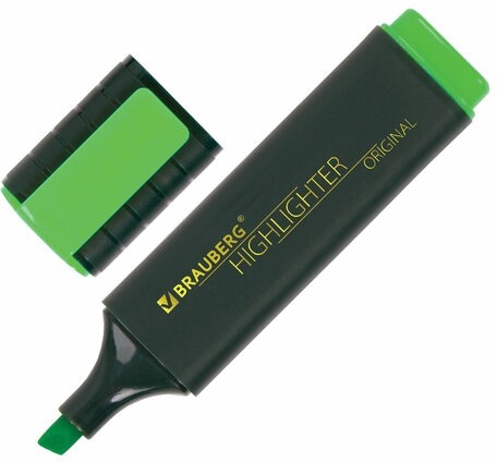 Текстовыделитель BRAUBERG "ORIGINAL", ЗЕЛЕНЫЙ, линия 1-5 мм, 151682