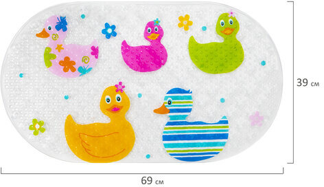 Коврик противоскользящий для ванной детский, УТЯТА, 69х39 см, 1 шт., BRAUBERG KIDS, 665184
