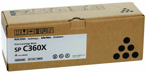 Картридж лазерный RICOH (SP C360X) для Ricoh SP C361SFNw, черный, оригинальный, ресурс 10000 страниц, 408250