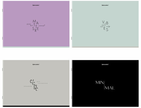 Альбом для рисования А4, 40 листов, скоба, обложка картон, BRAUBERG, 203х288 мм, "МИНИМАЛ" (4 вида), 107116