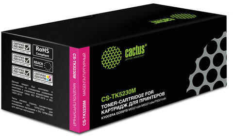 Картридж лазерный CACTUS (CS-TK5230M) для Kyocera M5521cdn/M5521cdw/P5021cdn, пурпурный, ресурс 2600 страниц