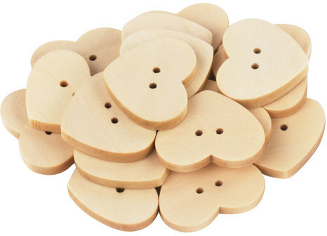 Пуговицы декоративные "Сердце", дерево, 22х20 мм, 18 шт., ОСТРОВ СОКРОВИЩ, 661411