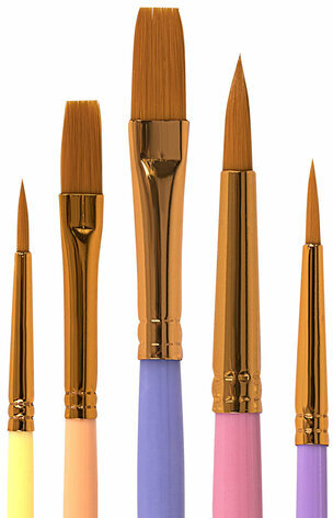 Кисти СИНТЕТИКА набор 5 шт. (круглые № 1, 2, 5, плоские № 5, 8), блистер, BRAUBERG KIDS, 201075