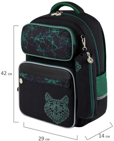 Рюкзак ЮНЛАНДИЯ COMPLETE, с пеналом в комплекте, эрго-спинка, "Wolf", 42х29х14 см, 270665