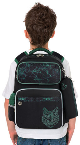 Рюкзак ЮНЛАНДИЯ COMPLETE, с пеналом в комплекте, эрго-спинка, "Wolf", 42х29х14 см, 270665
