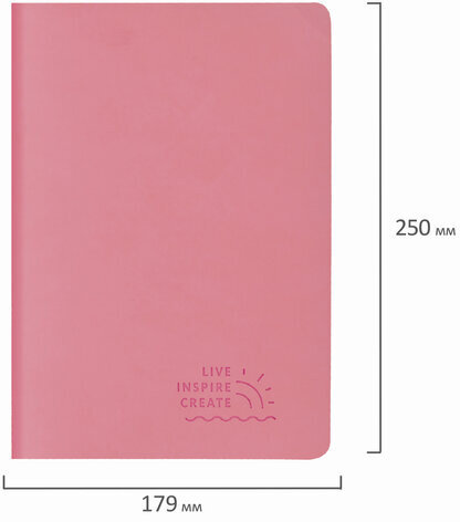 Тетрадь 60 л. в линию обложка кожзам SoftTouch, сшивка, B5 (179х250мм), РОЗОВЫЙ, BRAUBERG RAINBOW, 403885