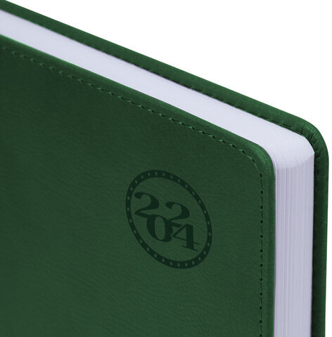 Ежедневник датированный 2024 БОЛЬШОЙ ФОРМАТ 210х297 мм А4, BRAUBERG "Favorite", под кожу, зеленый, 114771