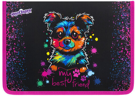 Папка для труда на молнии ЮНЛАНДИЯ А4, 1 отделение, откидная планка, органайзер, "True friend", 272221