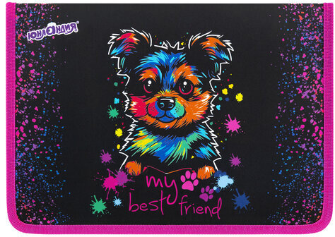 Папка для труда на молнии ЮНЛАНДИЯ А4, 1 отделение, откидная планка, органайзер, "True friend", 272221